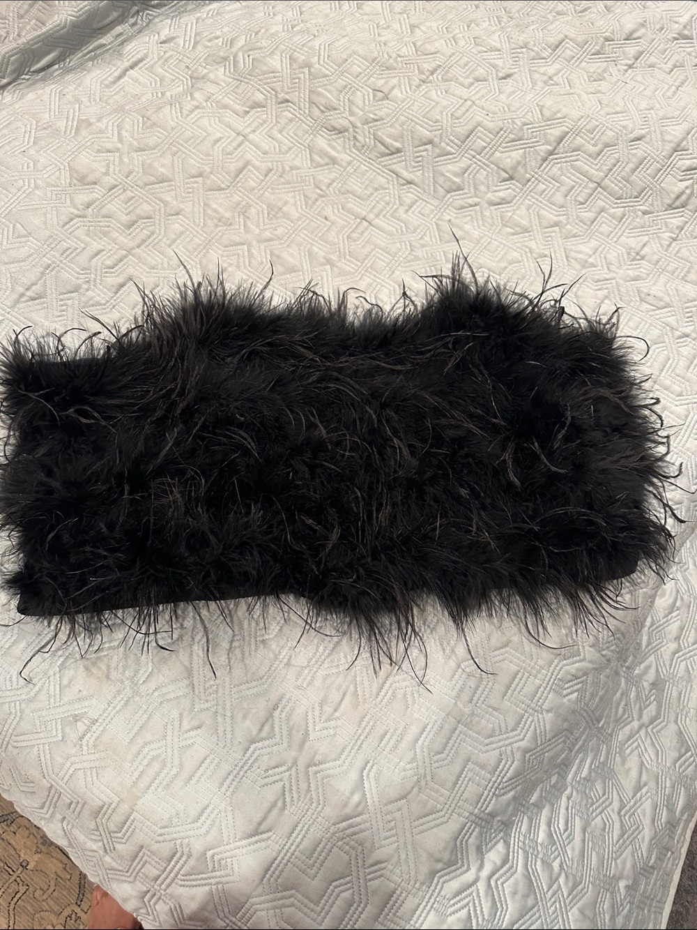 Nasty Gal Black Faux Fur Fuzzy bandeau top NWT plus size